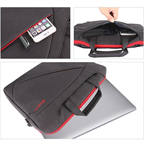 Ropch 17 17,3 Zoll Notebooktasche Umhängetasche Messenger Bag Laptop Tasche Schultertasche Schutzhülle Hülle Sleeve Case – Schwarz - 4