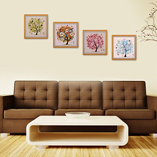 Jingxu 5D DIY Strass Bilder Kreuzstich Wandbilder Mit Diamant Stickerei Baum Muster Vier Saison 30*30cm für Haus Dekor - 5