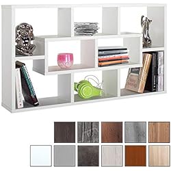 RICOO Etagère Murale Design en Bois WM050-W étagère Suspendue Meuble Mural Moderne Armoire de Rangement Decoration Maison Mobilier intérieure en Couleur Blanc