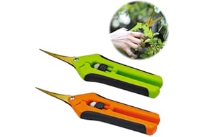 HAISHANG 2Pcs Professional Pruning Shears, Trimming Scissors Curved, Gardening Hand Pruner Pruning Secateurs with Titanium Coated Blades, Garden Scissors for Fruit Branch Bonsai Flower Plants