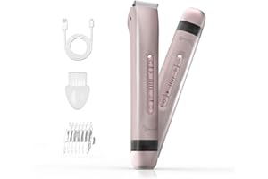 Vexloria Rasoir Electrique Feminin, Tondeuse Électrique 2 En 1, Étanchéité IPX7, Rechargeable Tondeuse Bikini Femme pour Le Visage, Le Haut, Les Lèvres, Le Menton, Les Aisselles, Les Jambes, Rose