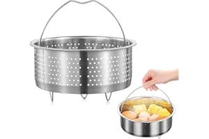 mizikuu Cuiseur Vapeur en Acier Inoxydable, Panier Vapeur Qualité Alimentaire Insert Vapeur de 20 cm Avec Poignée Pratique Design Cuiseur à Vapeur Légumes pour Autocuiseurs et Cuiseurs à Riz