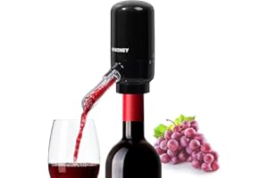 WIWONEY Vertedor Eléctrico de Vino Aireador, Decantador Aireación Automático, Dispensador de Vino Inteligente con Dos Tubos de Conexión de Silicona Negro