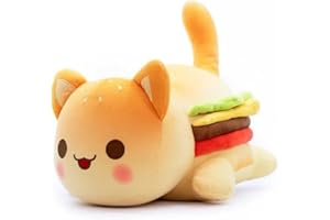 YUMSOU 25cm Cute Aphmau Meows Cat Plush Toy Soft Meemeow Stuffed Donut Cat Plushes French Fry Cheeseburger Food Plush Doll Gifts (Taco)