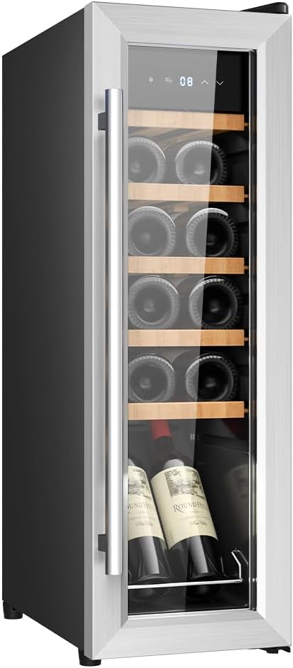Cecotec Vinoteca 12 Botellas Bolero GrandSommelier 1230 CoolWood Compressor. 32 Litros, Sistema Compresor, Alto Rendimiento, Temperatura Regulable, Luz LED Interior, Control Táctil