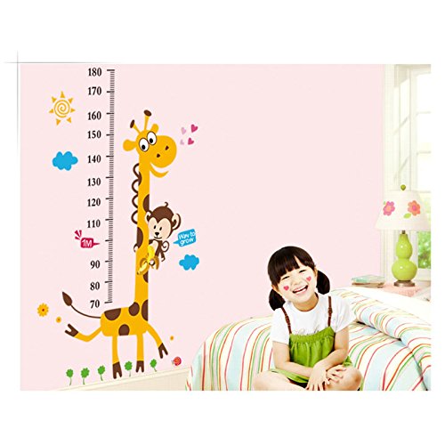 Wall Glamour Childrens Wall Stickers Giraffe Height Measuring Wall Decals Decor
