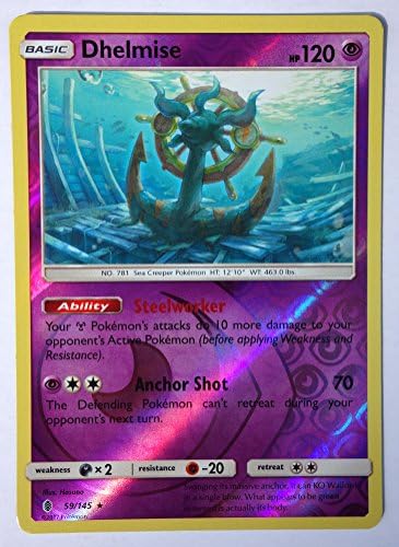 Pokemon, S&amp;M Guardians Rising, Dhelmise 59/145, Reverse Holo, New, Mint