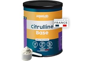 AQEELAB NUTRITION Citrulline Base • Congestion & Booster de performance • Qualité maximale: 100% pure & sans malate • 300g • 100 doses • Testé en laboratoire • Made in FR • Ecoresponsable • Aqeelab