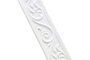 Jodimitty Wandbordüre Selbstklebend Wasserdicht Bordüre 3D Spitzenmuster Tapetenbordüre, Abnehmbare Tapete Fliese Trims und Kanten für Flur, Decke, Ecke Linie(Weiß，115cmx4.8cmx6mm)