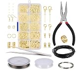 Byou Schmuckherstellung Set,Schmuck Basteln Zubehör 912 teiliges Silber Zubehör im Kunststoff-Box Enthält Zange Pinzette Gold Zubehör und Draht zum Schmuck Reparatur Herstellung DIY Bastelbedarf