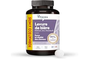 VITAVEA BIEN-ETRE Vitavea - Levure de Bière - Force et Vitalité des Cheveux - Complément Alimentaire Cheveux - Zinc, Vitamine B - Format économique - 180 comprimés - Cure 6 mois - Fabriqué en France