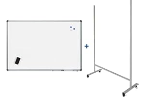 Rocada | Pizarra Blanca con Soporte | Soporte Móvil Universal | Caballete para Pizarras Regulable con Ruedas | Este pack incluye una Pizzarra Magnética de 120 x 90 cm