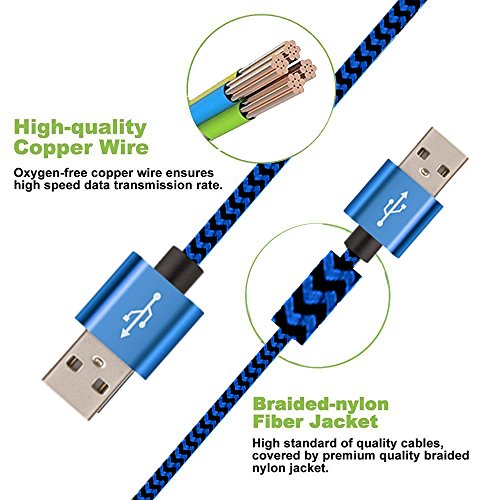 USB-Cabel, H quadratic, 1m / 3,3ft Nylon geflochtenes Android-Kabel für Smartphones, PS4 Controller und mehr (BLAU) - 5
