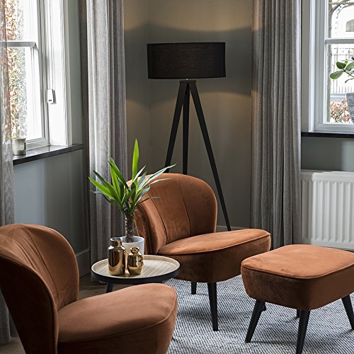 Preisvergleich Produktbild QAZQA Modern Stehleuchte / Stehlampe / Standleuchte / Lampe / Leuchte Tripe / Tripod / Dreifuß Schwarz mit schwarzem Lampenschirm / Innenbeleuchtung / Wohnzimmerlampe / Schlafzimmer Metall / Textil Län