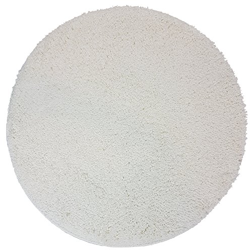 proheim Badematte Ø 60 cm rutschfester Badvorleger Premium Badteppich 1200 g/m² weich & kuschelig Hochflor Duschvorleger, Farbe:Weiß - 2