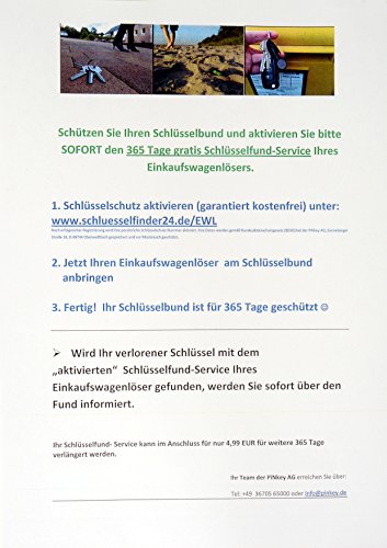 Schlüsselanhänger mit Einkaufswagenchip 10 Stück AF Edelstahl mit Schlüsselschutz - 9