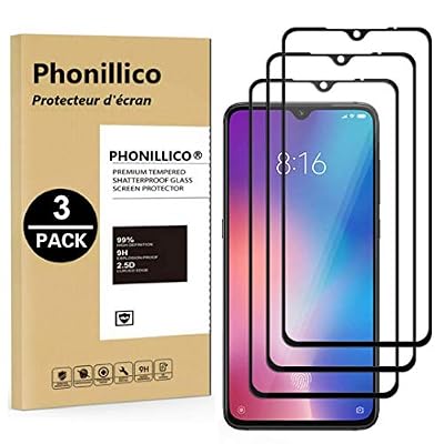 PHONILLICO [Pack de 3] Verre Trempe Bord Noir pour XIAOMI MI 9 - Film Protection 100% Intégral Ecran Verre Trempe Resistant [Lot de 3] Vitre Protecteur Anti Rayure