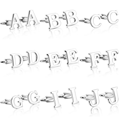 Mowom Manschettenknöpfe, 2 Stück, Silber rhodiniert, Initialen, Alphabet