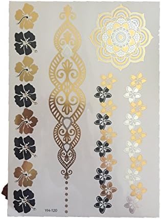 *NEW* Boho Premium Quality Body and Hair Hand Chain Tattoo - Gold Metallic Temporary Hair Tattoo Flash Sheet by Unique Freak Tattoos *STOCNGFILLER*