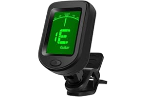 Jognee Gitarren-Stimmgerät/Tuner, Clip-On Tuner für Gitarre, Bass, Violine, C-Ukulele, D-Ukulele, Klares LCD-Display, Kalibrierter Ton