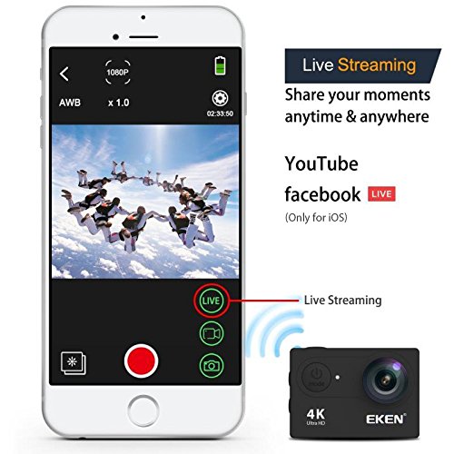 EKEN-H9s-4K-Action-Camera-Full-HD-Wifi-Waterproof-Sports-Camera-with-4K27K-1080P60-720P120fps-Video-12MP-Photo-and-170-Wide-Angle-Lens-includes-10Mountings-Kit-2-Batteries-