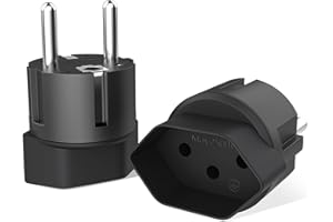 HITRENDS 2 sztuki adapter podróżny Szwajcaria na Niemcy, Szwajcaria typ J do Schuko UE, adapter gniazda wtykowego z zamknięciem zabezpieczającym, adapter prądu, do Szwajcarii, Jordania, Liechtenstein, czarny