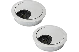 XCYROIIY 2Pcs 80mm Desk Cable Grommets, Computer Desk Metal Cable Hole, Round Cable Hole Cover for Desktop Cable Organizer（Grey)