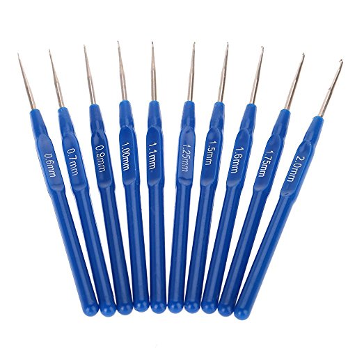 10pcs Metall Stricknadeln Haekelnadeln Ausstattungen mit ergonomische Griffe 0.6-2.0mm - 6