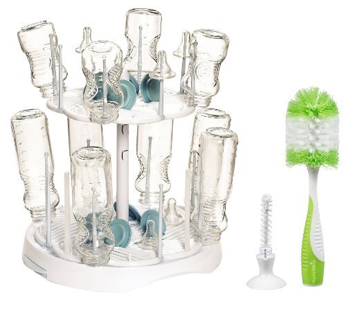 Munchkin High Capacity Drying Rack with Deluxe Bottle Brush - Green