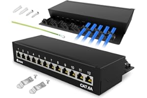 Enmane CAT 6a Patch Panel Fordelerfelt 12 Port Desktop Og Vægmonteret (12Port)