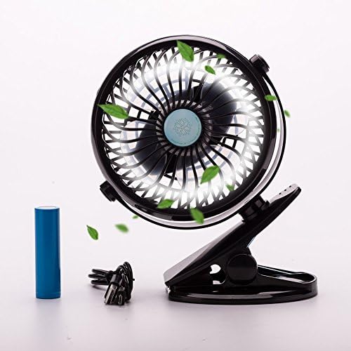 Rechargeable Battery Operated Clip on Mini Desk Fan, Stroller Fan with USB Charging Cable,Table Fan for Home/Office (Black)