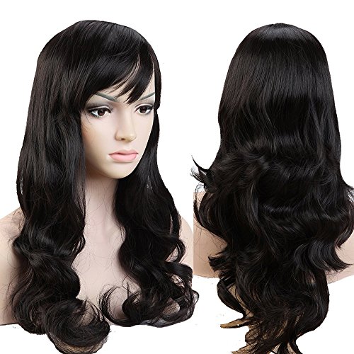 S-noilite® Lady Long Curly Full Head Wigs Cosplay Party Daily Fancy Dress Natural Black