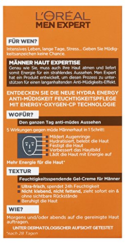 L’Oréal Men Expert Hydra Energy Anti Müdigkeit Feuchtigkeitspflege, 50 ml - 5