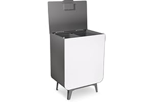 ARREGUI Duplo CR271-D Poubelle de Recyclage Cuisine 2 Bacs | 2 x 26 L (52 L) | Meuble Poubelle de Tri Sélectif Moderne en acier avec 2 seaux | Poubelle design avec pieds | Sac Grande Capacité | gris