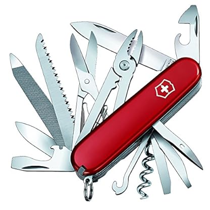 Victorinox Handyman Swiss Army Knife, Medium, Multi Tool, Camping Knife, 24 Functions, Large Blade, Metal Saw, Red