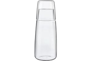 TOGHPUW Juego de Botella de Agua para Mesita de Noche, Jarra y Vaso, Juego de Botella de Agua Nocturna para Mesita de Noche y Taza, Dispensador de Enjuague Bucal para Baño, Botella de Vidrio con Tapa 750ml