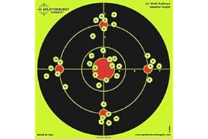 Splatterburst Targets - 30,5 cm großes Multi-Bullseye Reaktiv-Schießziel, Schüsse in leuchtendem fluoreszierendem Gelb bei Aufprall - Pistole - Gewehr - Pistole - Airsoft - BB Gun - Pellet Gun - Luftgewehr