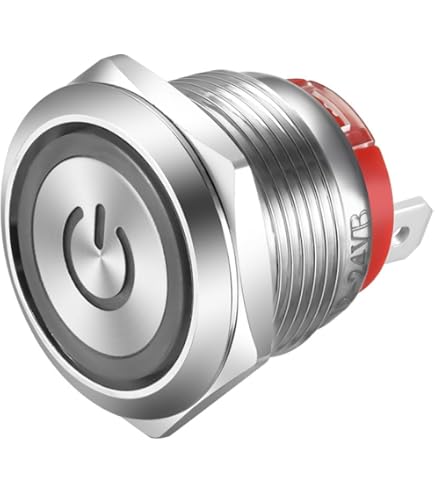 GUUZI 4 stuks 22mm 2A 12V/24V/125V/250V Momentary Waterdichte Drukknop met Schroefaansluitingen Roestvrijstalen Drukknop (Hoge Kop