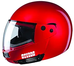 Studds Ninja Pastel Plain Flip Up Full Face Helmet (Cherry Red, XL)