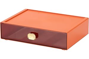 OSTEED Spacious Desk Drawers, Stackable Desktop Organizer, Plastic Storage Box for Office, School & Home Supplies (1 Large Drawer, Orange)