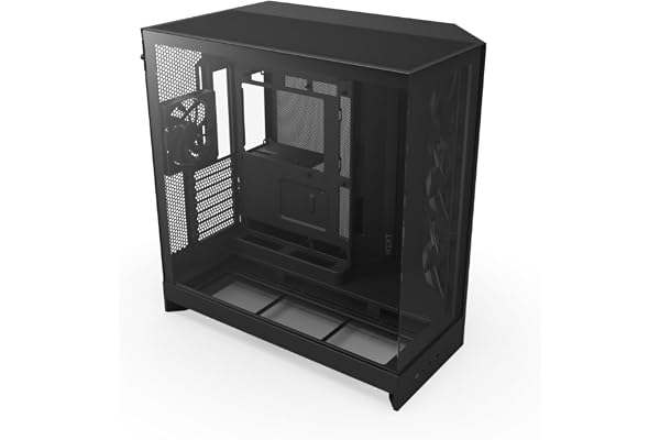 NZXT H9 Flow (2025) – Grand boîtier PC ATX Mid-Tower à Double Chambre pour Flux d'air – Inclut 3 Ventilateurs de 140 mm et 1 Ventilateur de 120 mm – Support de radiateur de 420 mm – Noir