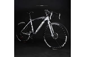 MU 26-Inch Road Bicycle, 24-Speed Bikes, Double Disc Brake, High Carbon Steel Frame, Road Bicycle Racing, Men's and Women Adult-Only,Silver