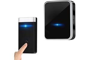 URESMAT [Non Richiede Batteria] Campanello Senza Fili, Kit Campanello Senza Fili da Esterno con Ricevitori Plug-in, 45 melodie a 4 livelli di volume per casa, ufficio, hotel (1 Trasmettitore + 1 Ricevitori)