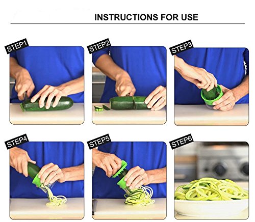 FunRun Spiral Cutter, Healthy Vegetable Slicer Potato, Zucchini, Asparagus Peeler – Cucumber Vegetable Spiral Slicer - 6