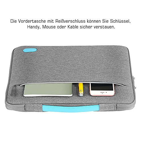 Ellitac® Laptophülle 15 Zoll 15,4 Zoll MacBook Pro Retina Laptop Ultrabook Schutztasche Sleeve Schutzhülle, Spritzwasserfest, Grau / Blau - 3