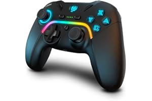 KROM KAYROS - Gamepad inalámbrico, diseñado para competición, botones configurables y macros, LED RGB, PC, SWITCH, ANDROID, IOS, soporte smartphone, negro