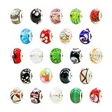 TOAOB 50pcs Lampwork Murano Glass Beads Wholesale Multi Large Hole Beads 14mm Assorted Beads for European Snake Chain Charm Bracelet