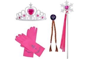 ZAZOOT Accessori Costume da Principessa, 4pcs Accessori per Vestire Principessa, Principessa Dress Up Accessori, Principessa Frozen Vestito Accessori, con Treccia, Diadema, Guanti, Bacchetta Magica