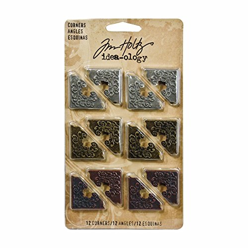 Tim Holtz - Juego de Esquinas para Marcos de Fotos (2 Unidades), Color níquel, latón y Cobre