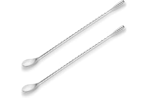 INNOHHUSTLE 2 Stück Barlöffel Rühroffel 30cm Langer Cocktail Rührer Gin Löffel, Cocktaillöffel langer Griff Barlöffel Cocktail-Rührlöffel Gewindeform lange Rührlöffel Bar-Rührlöffel für Shaker hohe Tassen